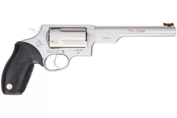 Taurus Judge Revolver - Stainless Steel | 45 Colt / 410 ga | 6.5" Barrel | 5rd | Rubber Grip | Fiber Optic Sight