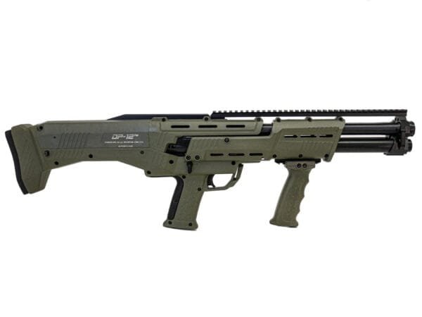 Standard Manufacturing DP-12 Pump Shotgun - ODG | 12ga | 18 7/8" Double Barrel | 14rd | Ambidextrous safety and slide release