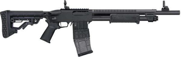 MOSSBERG 590RM TACTICAL MAG FED 12G SHOTGUN 18.5" 5 POSTION STOCK, MAGPUL FOLDING SIGHTS, 10+1