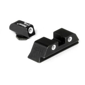 BRIGHT & TOUGH NIGHT SIGHTS - GLOCK LARGE FRAMES, FRONT WHITE OUT/GREEN TRIT, REAR WHITE OUT/ORANGE TRIT